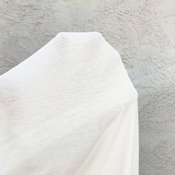 White Casual Women's Solid Color Short Sleeve T-Shirt With Asymmetric Neckline - Picture 7 of 7